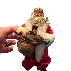 Clothtique Vtg Santa Claus Figurine 8.5" Hand-Paint Christmas Decor papier-mâché